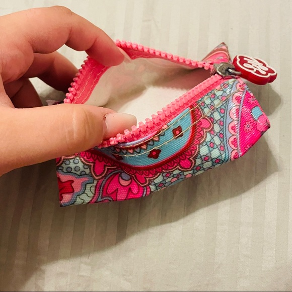 Lou Harvey Blue and Pink Paisley Print Keychain Wallet - Picture 5 of 6